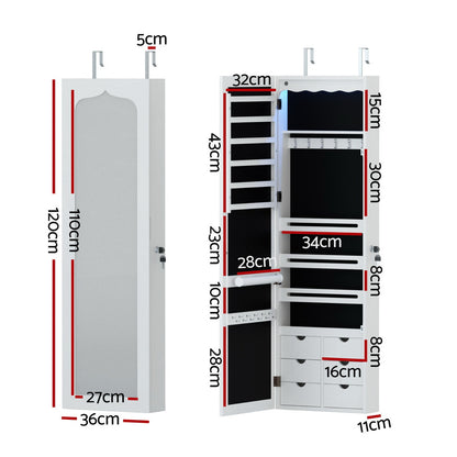Artiss Lockable Jewellery Cabinet with LED Mirror