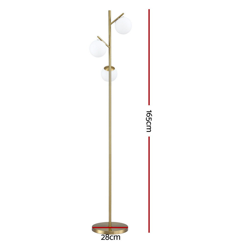 3-Light Tree Floor Lamp 165cm - Gold