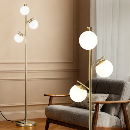 3-Light Tree Floor Lamp 165cm - Gold