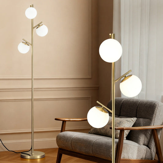 3-Light Tree Floor Lamp 165cm - Gold