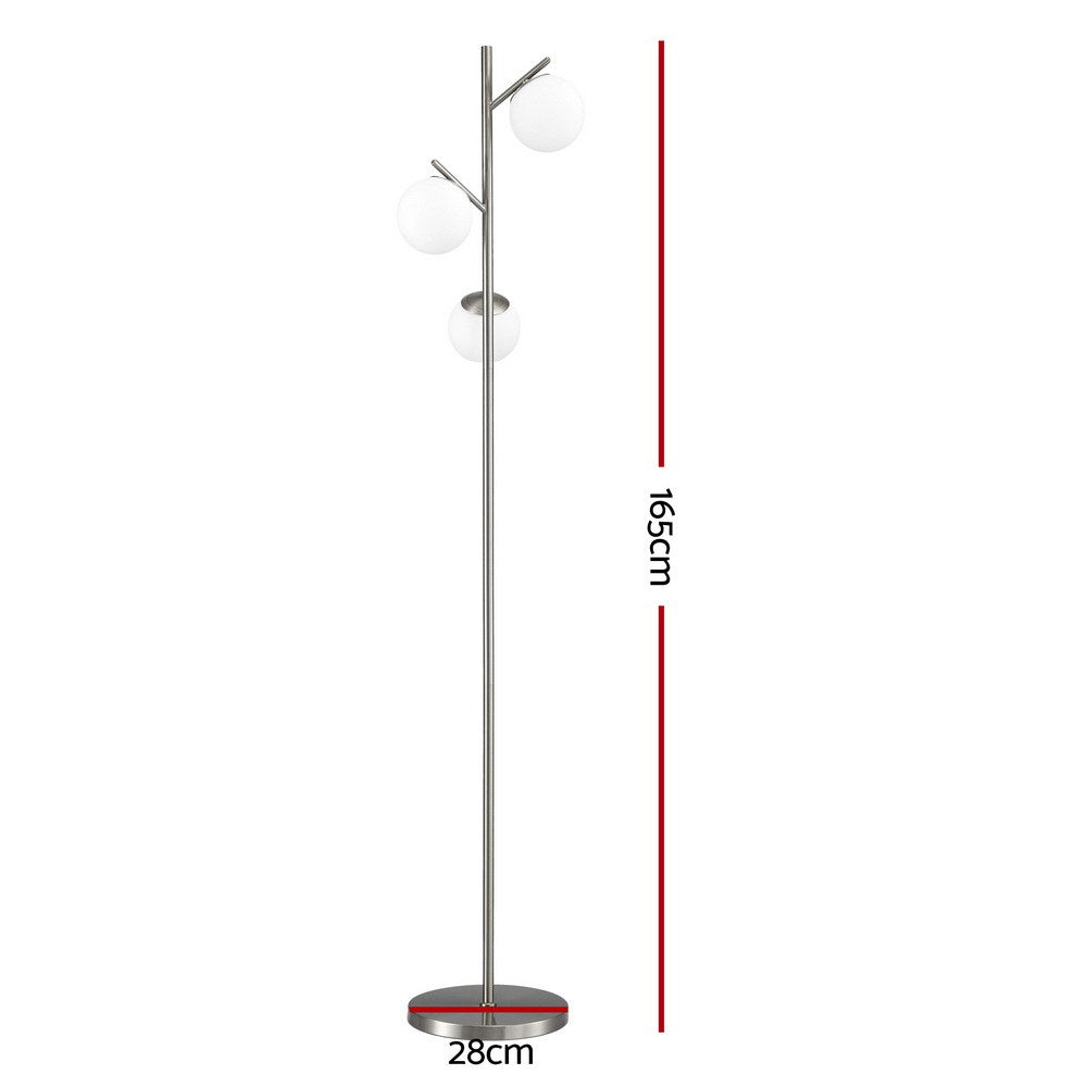 3-Light Tree Floor Lamp 165cm - Silver
