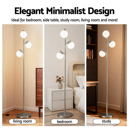 3-Light Tree Floor Lamp 165cm - Silver