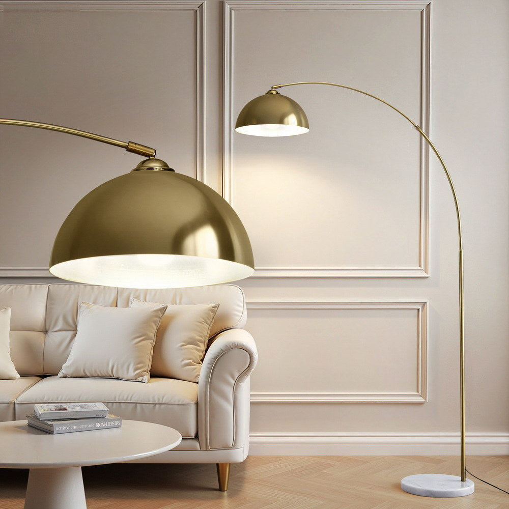 Modern Arched Floor Lamp - Gold Brass