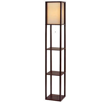 Shelf Floor Lamp 3 Tier LED Light Stand - Vintage Brown