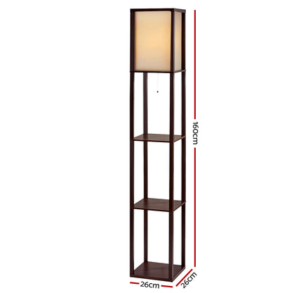 Shelf Floor Lamp 3 Tier LED Light Stand - Vintage Brown