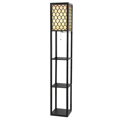 Shelf Floor Lamp 3 Tier LED Light Stand - Pattern Black