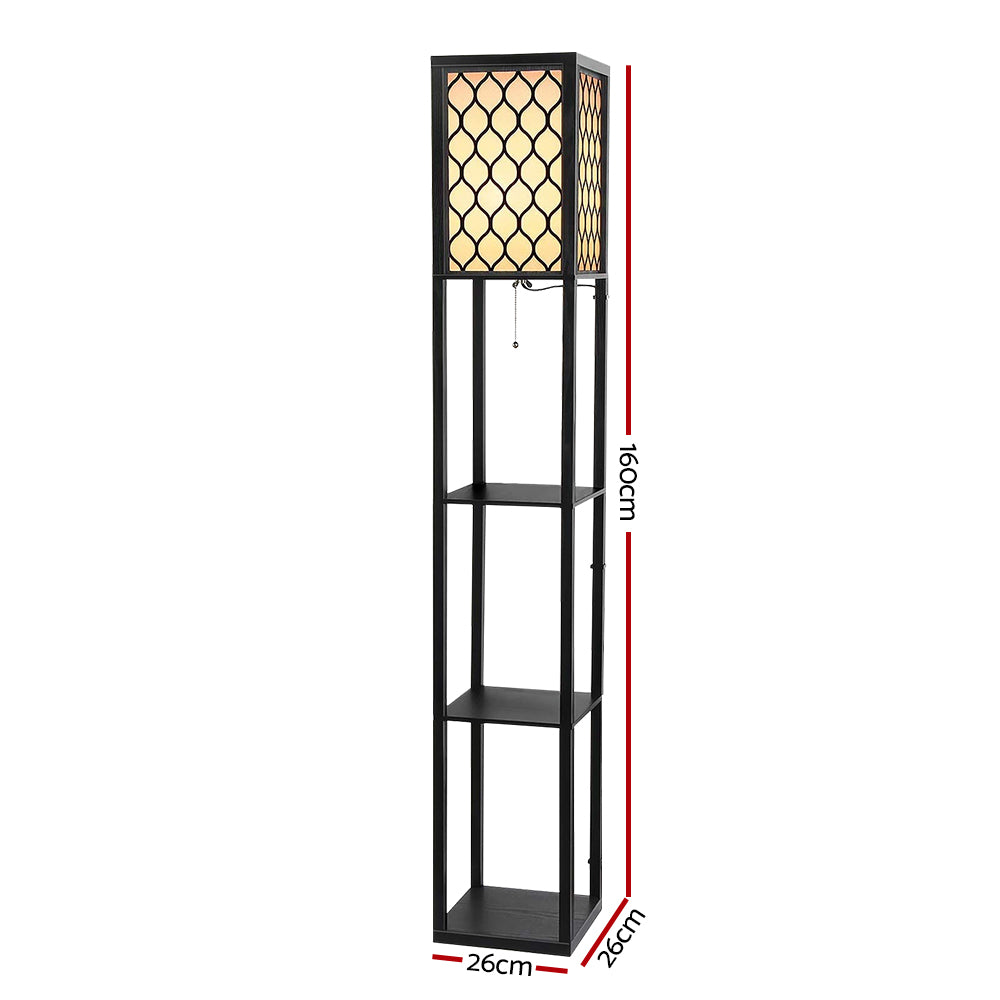Shelf Floor Lamp 3 Tier LED Light Stand - Pattern Black