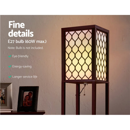 Shelf Floor Lamp 3 Tier LED Light Stand - Pattern Brown