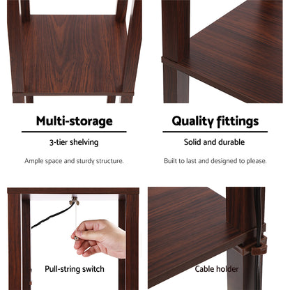 Shelf Floor Lamp 3 Tier LED Light Stand - Pattern Brown