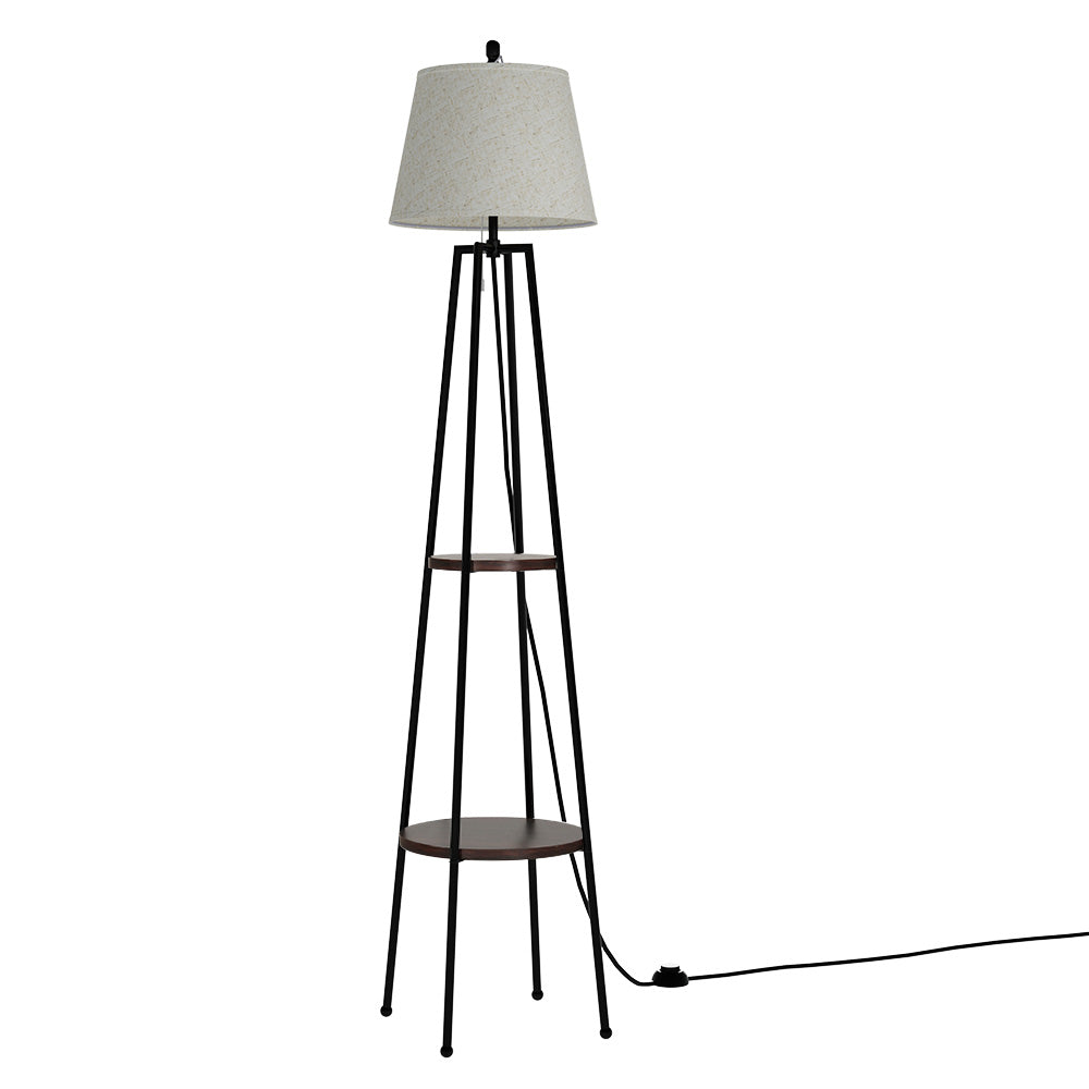 2 Tier Shelf Floor Lamp LED Light Stand - Black