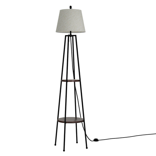 2 Tier Shelf Floor Lamp LED Light Stand - Black