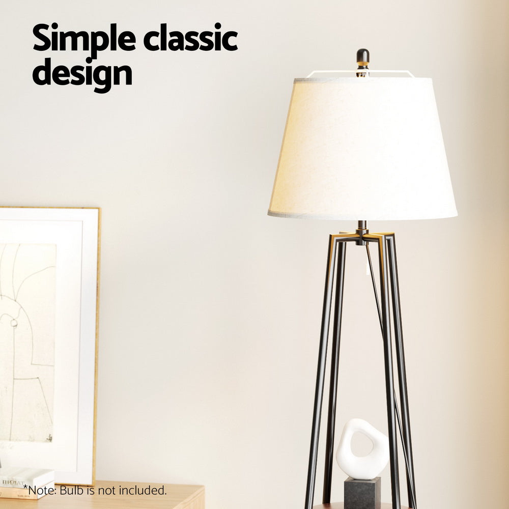 2 Tier Shelf Floor Lamp LED Light Stand - Black