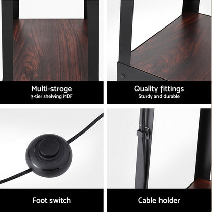 Floor Lamp 3 Tier Shelf Storage LED Light Stand - Vintage White