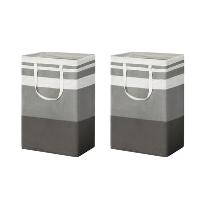 Set of 2 Laundry Basket Hamper Foldable - White Grey