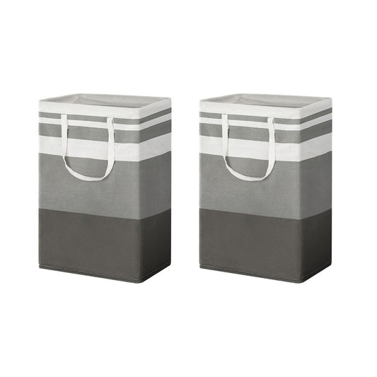 Set of 2 Laundry Basket Hamper Foldable - White Grey