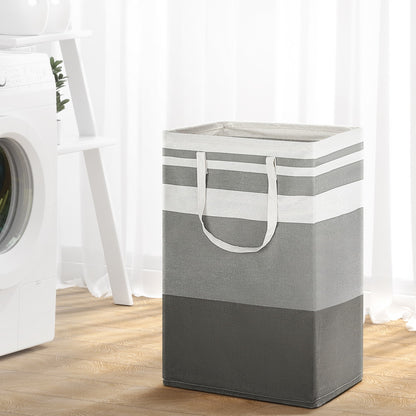 Set of 2 Laundry Basket Hamper Foldable - White Grey