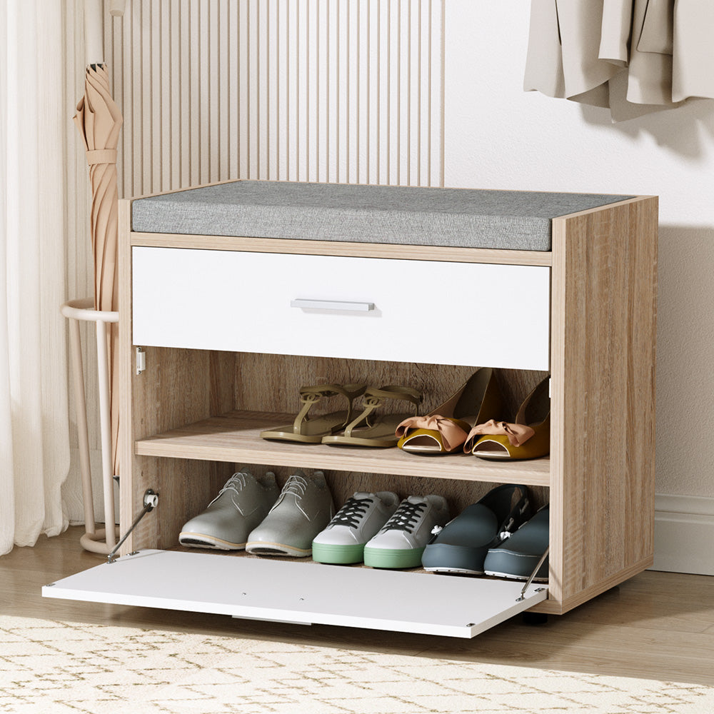 Niva Shoe Rack Cabinet Bench 8 Pairs - White