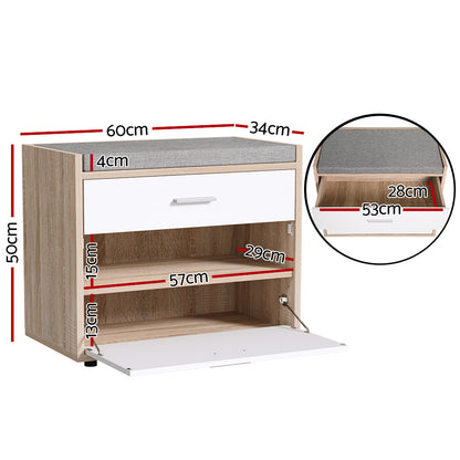 Niva Shoe Rack Cabinet Bench 8 Pairs - White