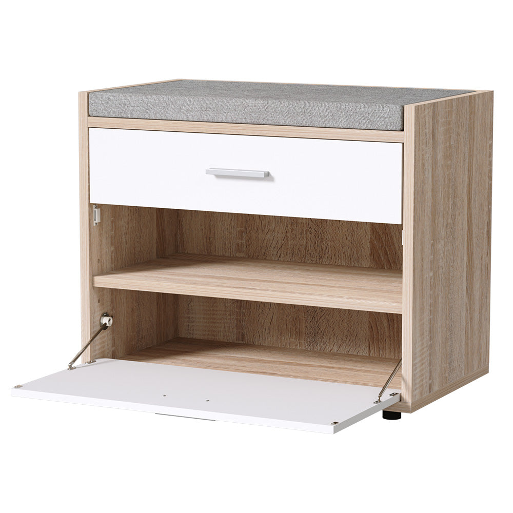 Niva Shoe Rack Cabinet Bench 8 Pairs - White