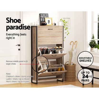 Tim Shoe Rack Cabinet Adjustable Shelves 24 Pairs