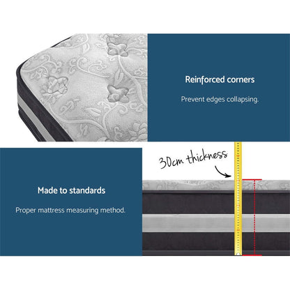 Lotus Series Tight Top Pocket Spring 30cm Mattress - Queen