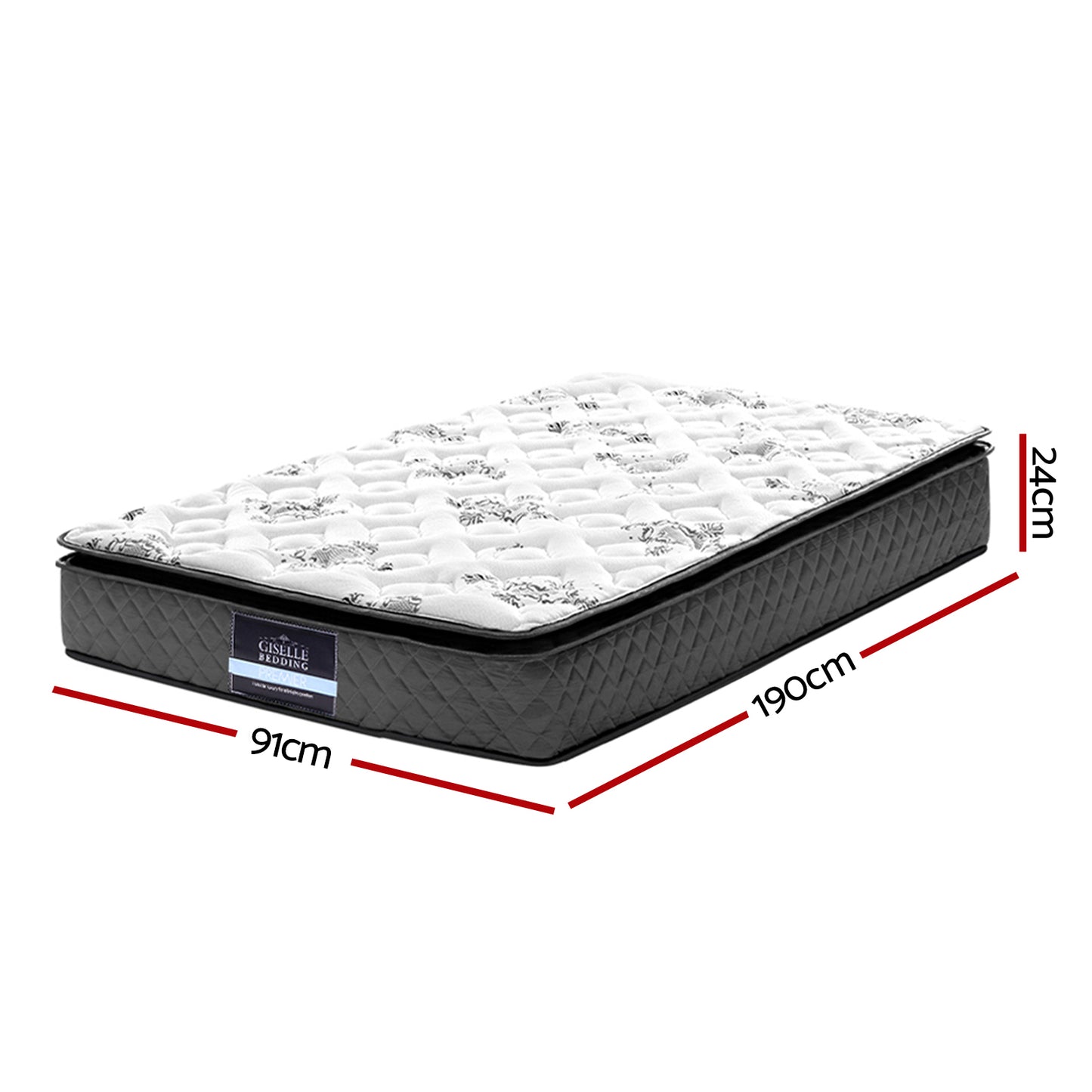 Bonnell Spring Pillow Top 24cm Thick Mattress - Single