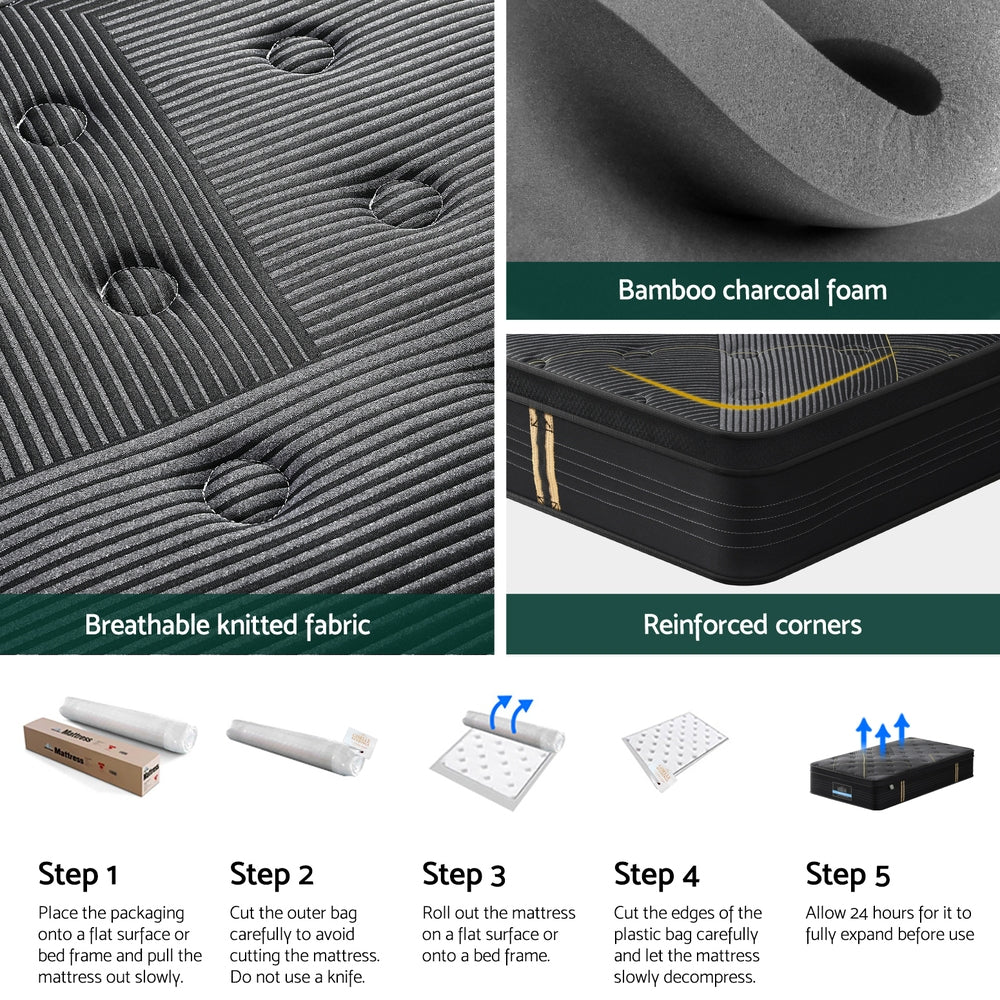 Midnight Series Bamboo Pocket Firm Foam 35cm Thick Mattress - King Single