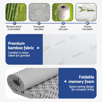 Memory Foam Mattress Topper 7-Zone 8cm Graphite - Double