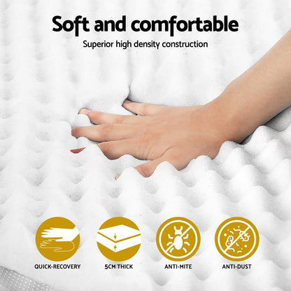 Memory Foam Mattress Topper Egg Crate 5cm - King Single