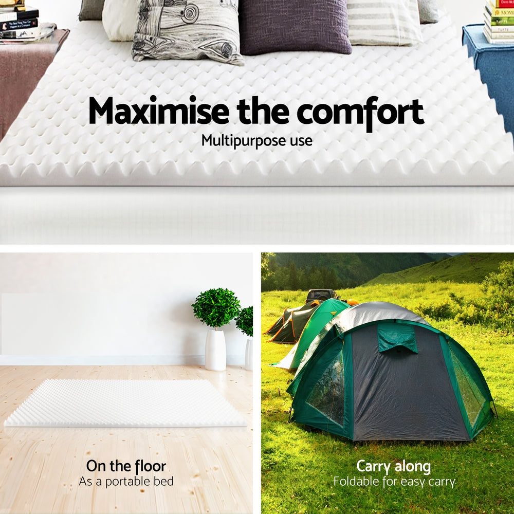 Memory Foam Mattress Topper Egg Crate 5cm - King Single