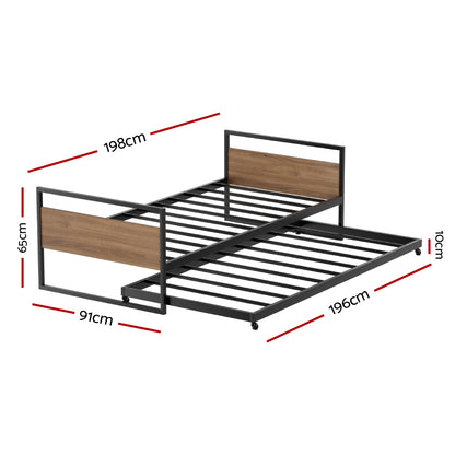 Dean Single Trundle Daybed Bed - Metal