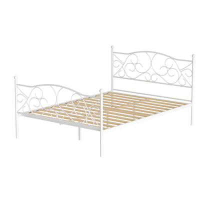 Groa Double Bed Frame - White Metal