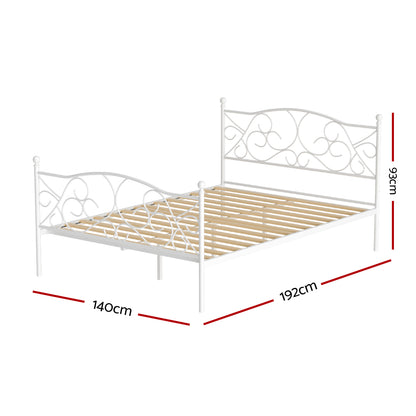 Groa Double Bed Frame - White Metal