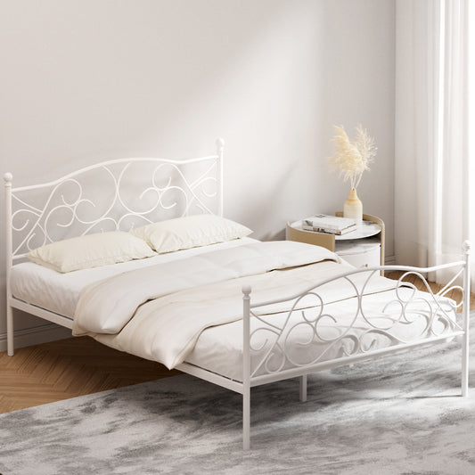Groa Double Bed Frame - White Metal