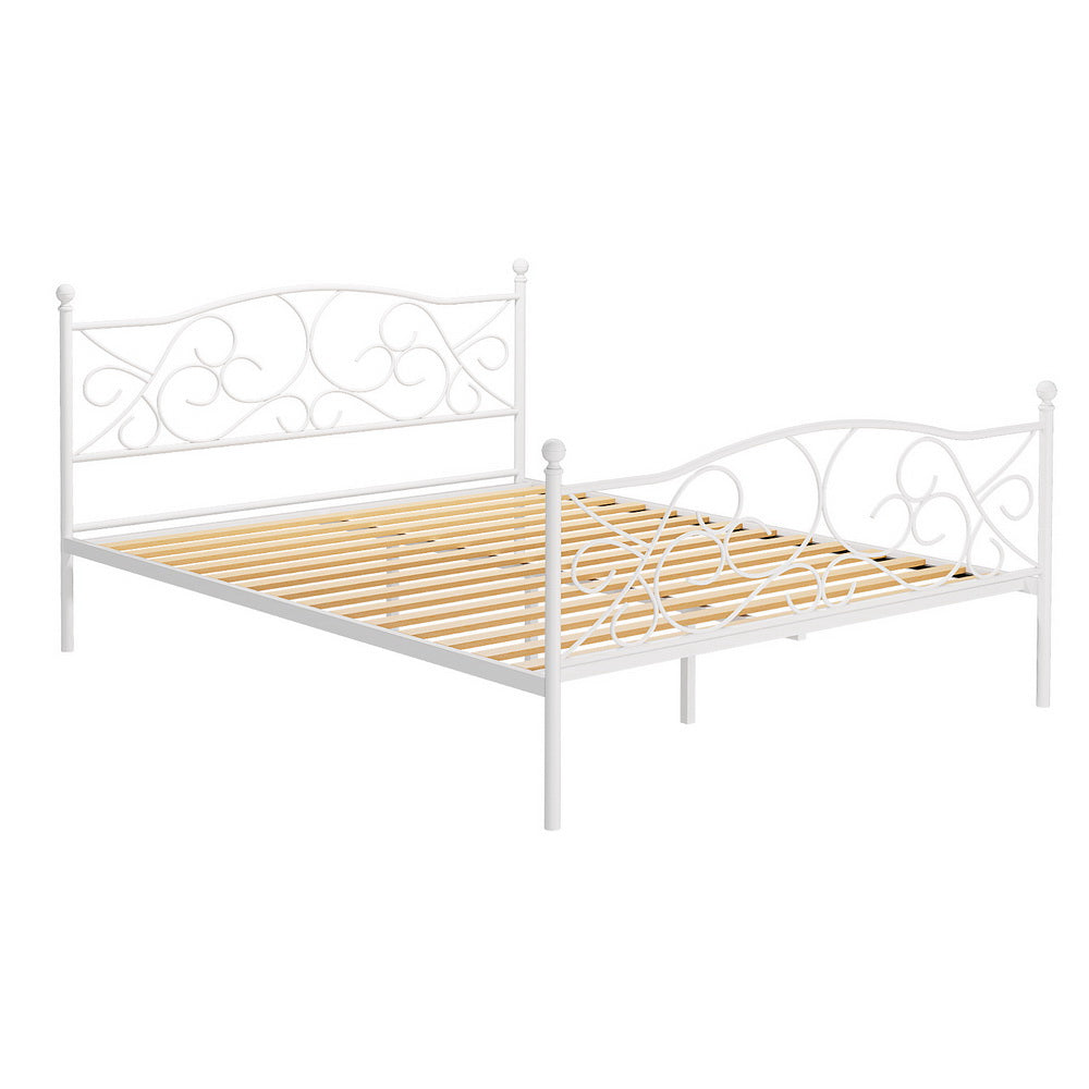 Groa Queen Bed Frame - White Metal