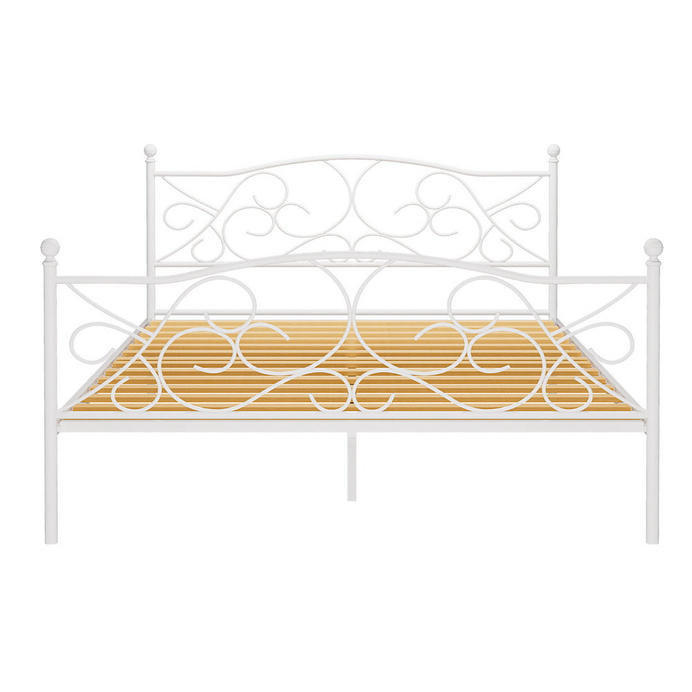 Groa Queen Bed Frame - White Metal