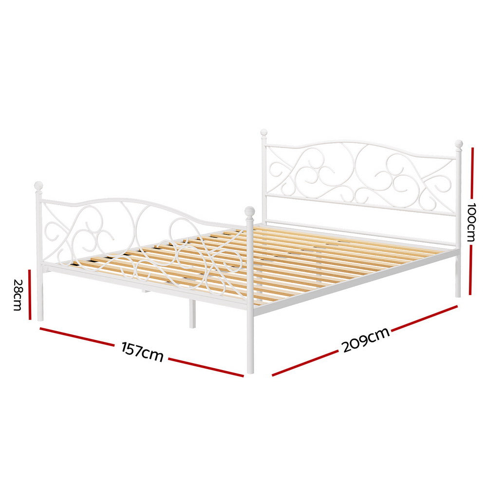 Groa Queen Bed Frame - White Metal
