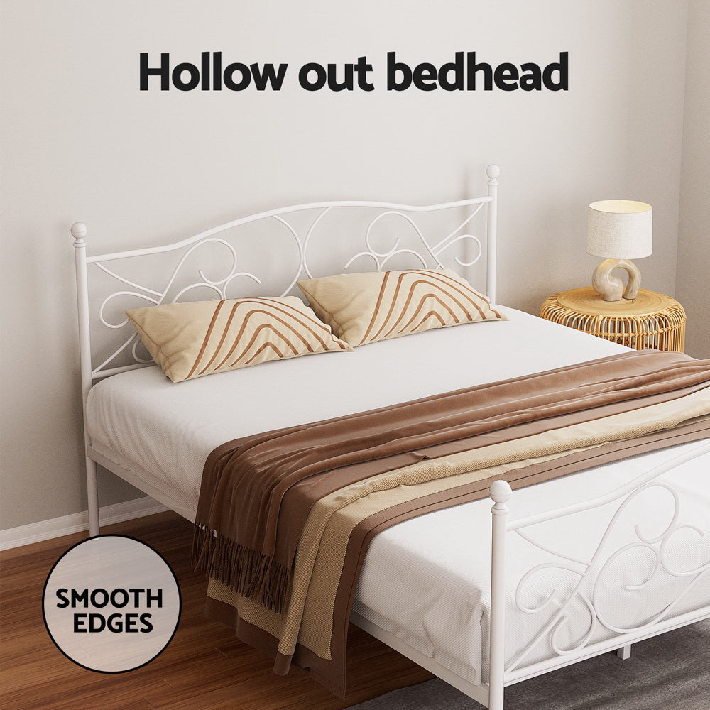 Groa Queen Bed Frame - White Metal