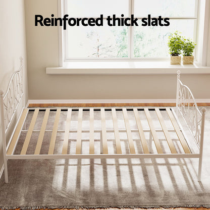 Groa Queen Bed Frame - White Metal