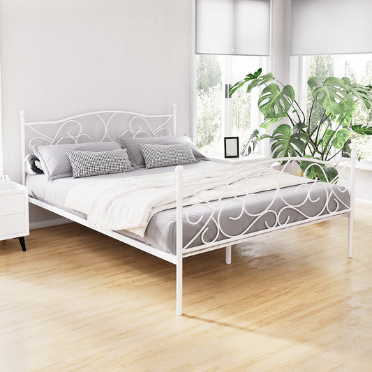 Groa Queen Bed Frame - White Metal