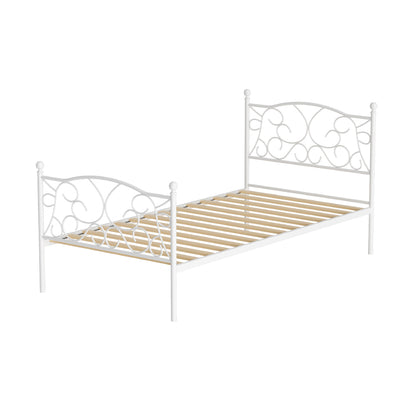 Groa Single Bed Frame - White Metal