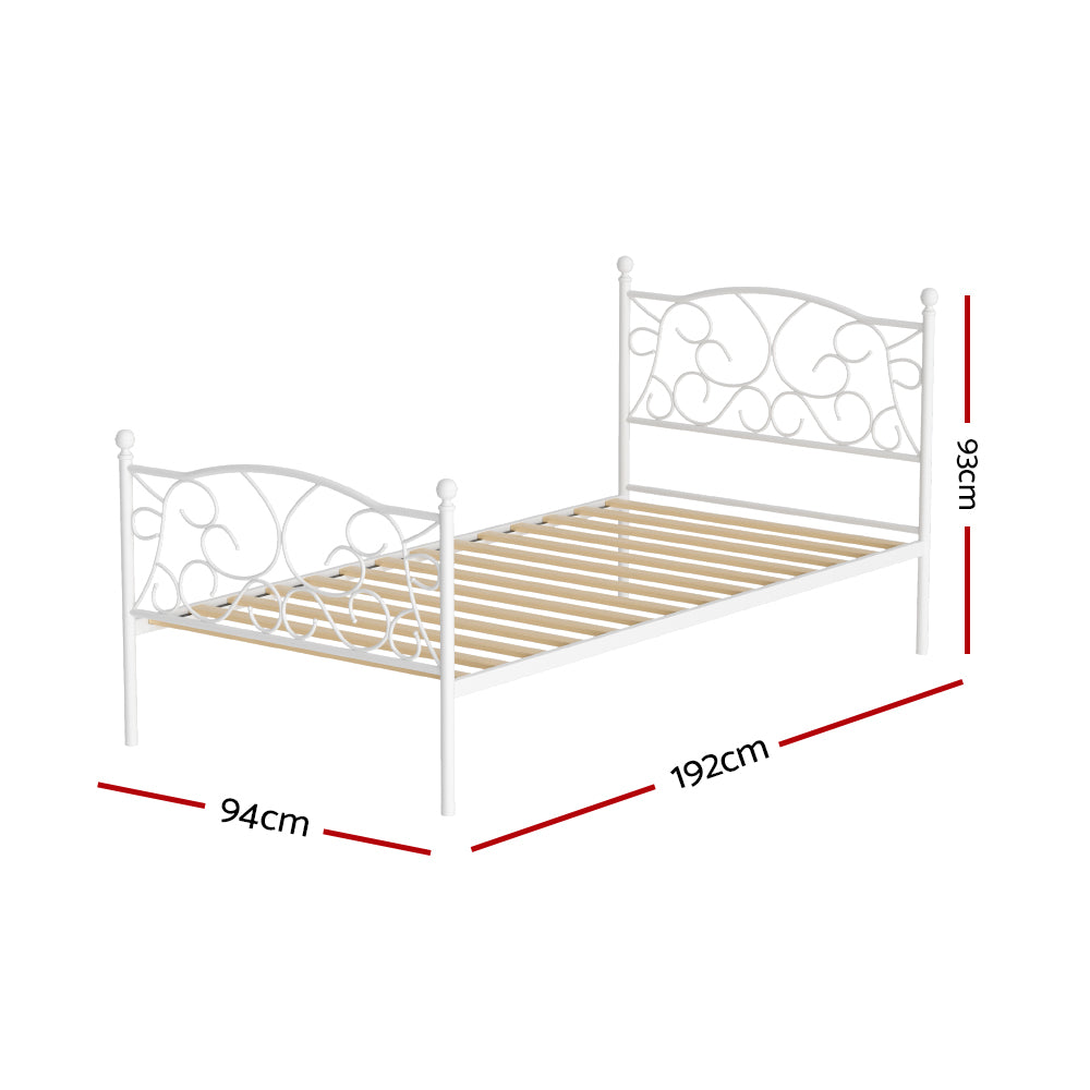 Groa Single Bed Frame - White Metal
