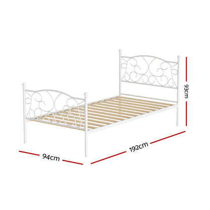 Groa Single Bed Frame - White Metal