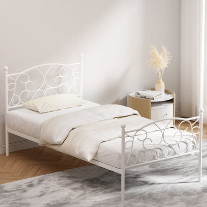 Groa Single Bed Frame - White Metal