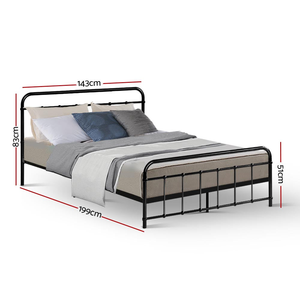 Leo Double Bed Frame - Black Metal