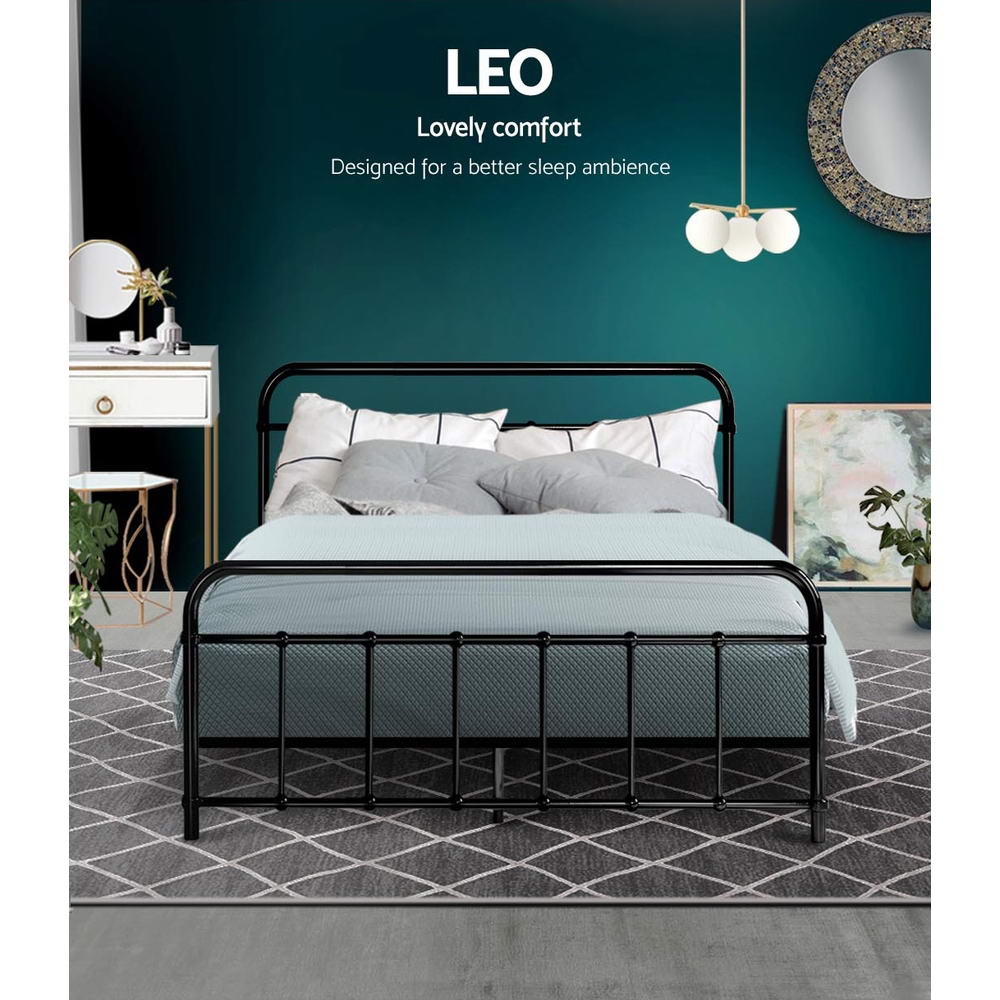 Leo Double Bed Frame - Black Metal