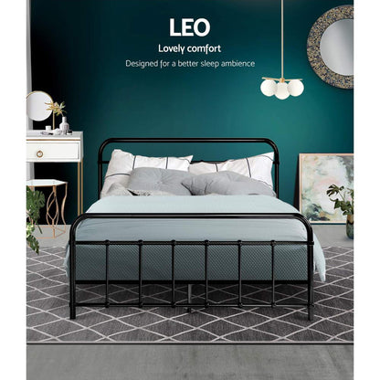 Leo Double Bed Frame - Black Metal