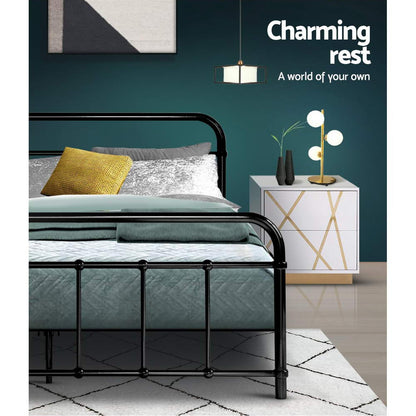 Leo Double Bed Frame - Black Metal