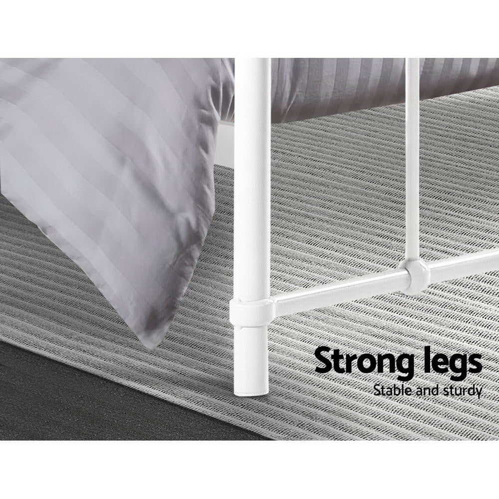 Leo Double Bed Frame - White Metal