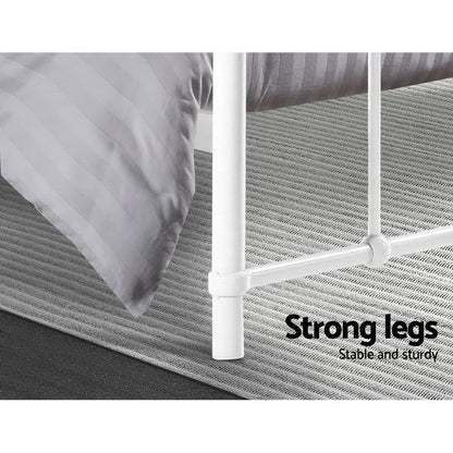 Leo Double Bed Frame - White Metal